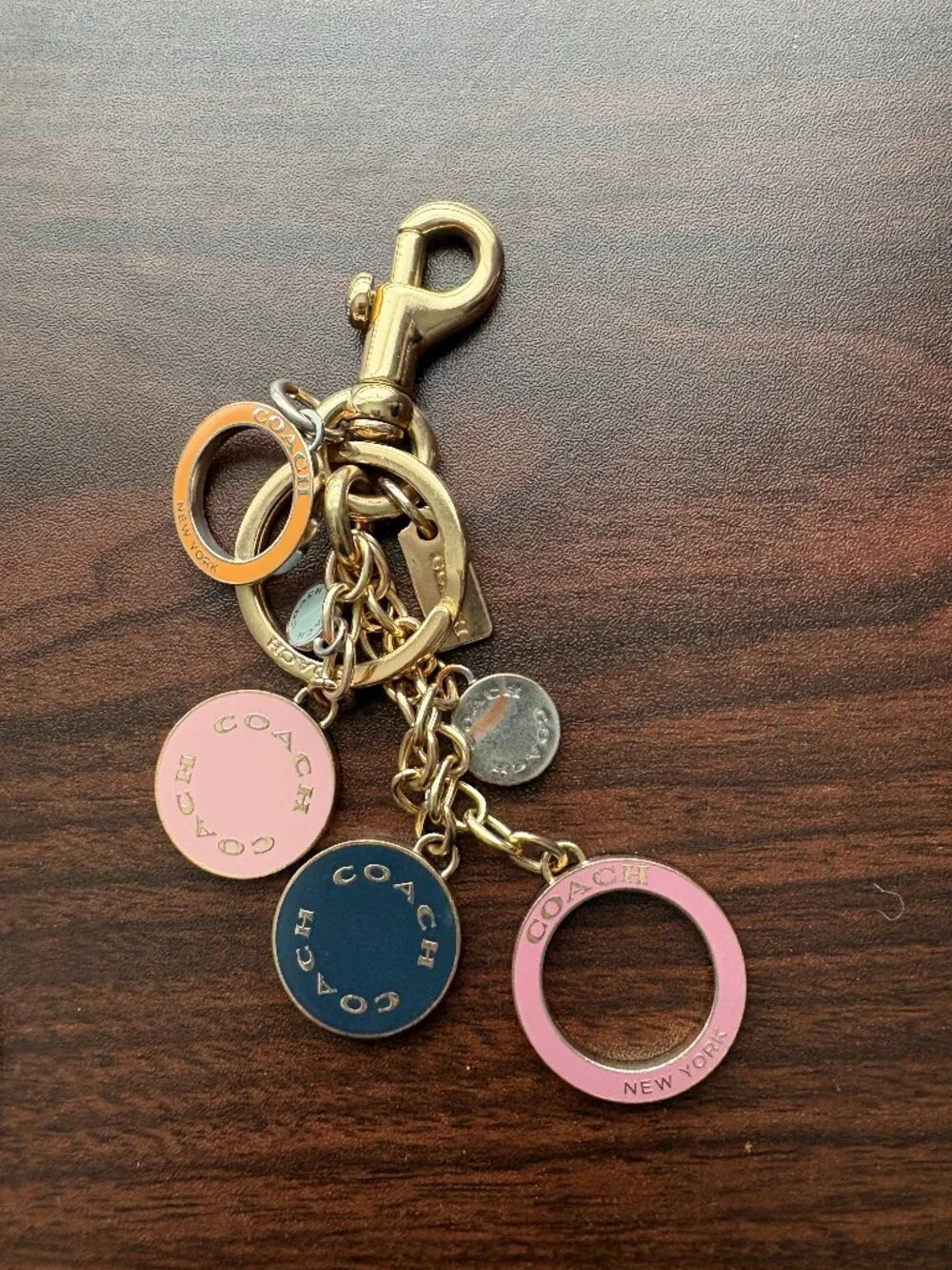 Coach Multi-Color Circles Cluster Bag Charm Gold Key Fob Y2K Quiet Luxury Chic